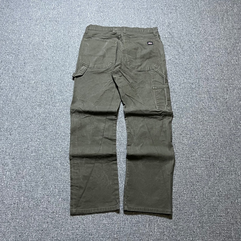 Dickies Carpenter Pants 32x30 Olive Green Canvas Utility Workwear Trousers